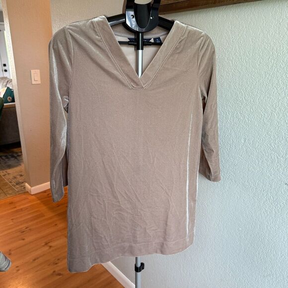 Lands End Velvet Velour Tunic Pullover V-Neck 3/4 Sleeve Pullover Sweater Small - Picture 1 of 4